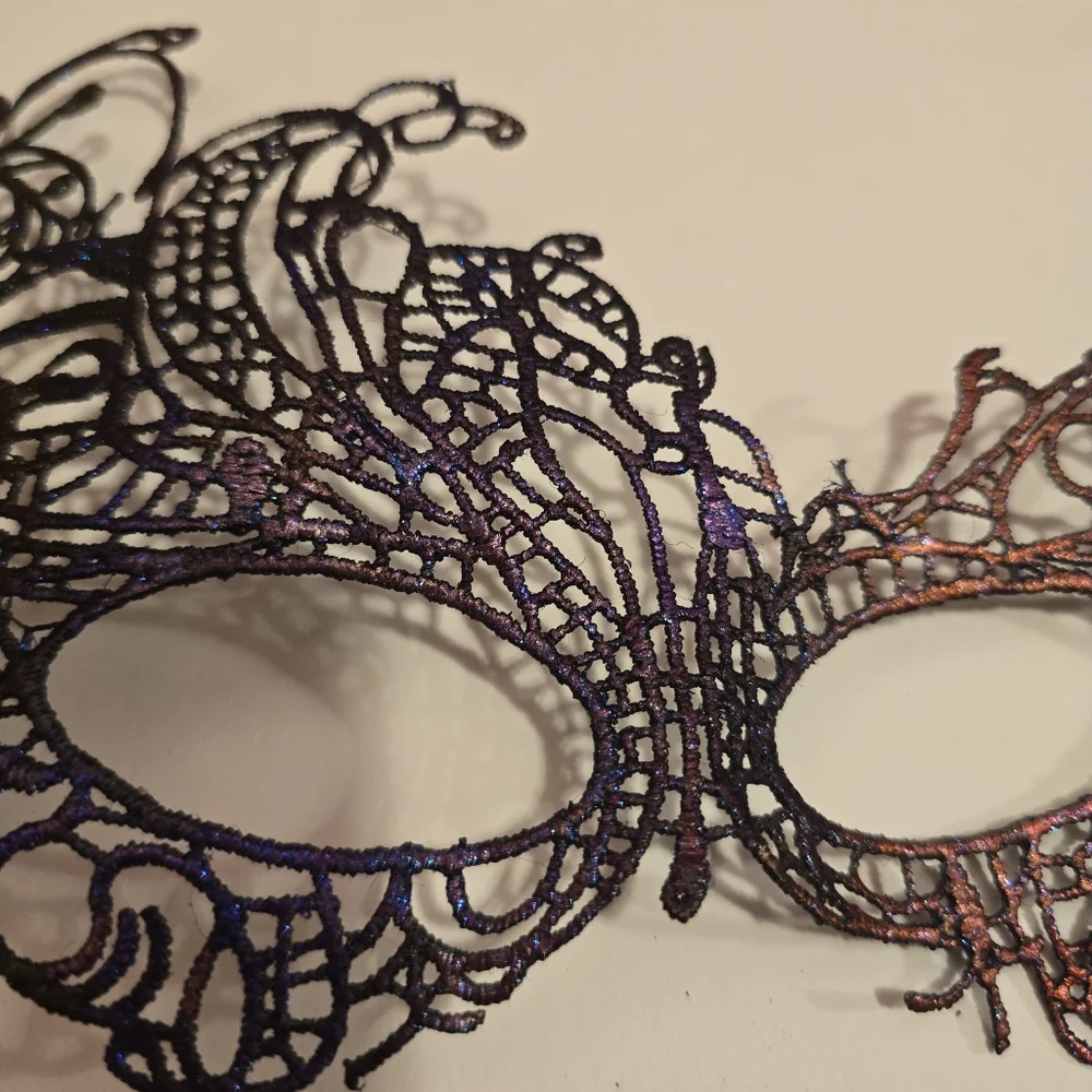 HANDCRAFTED Upcycled Lace Eye Mask HANDPAINTED Festival Mask Comic Con Sexy Fun